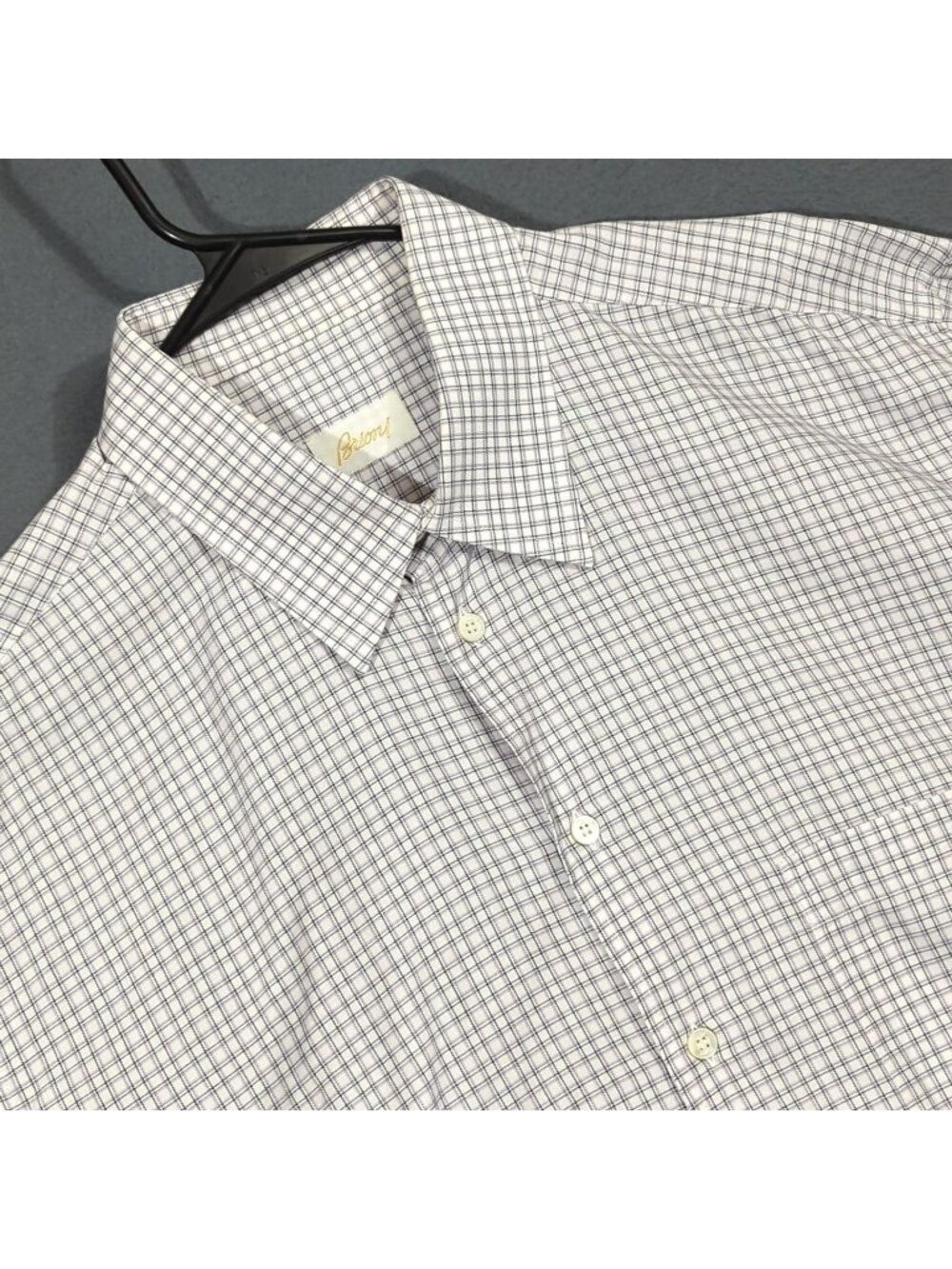 Brioni Shirt Men's XL Purple White Cotton Long Sleeve Button Down